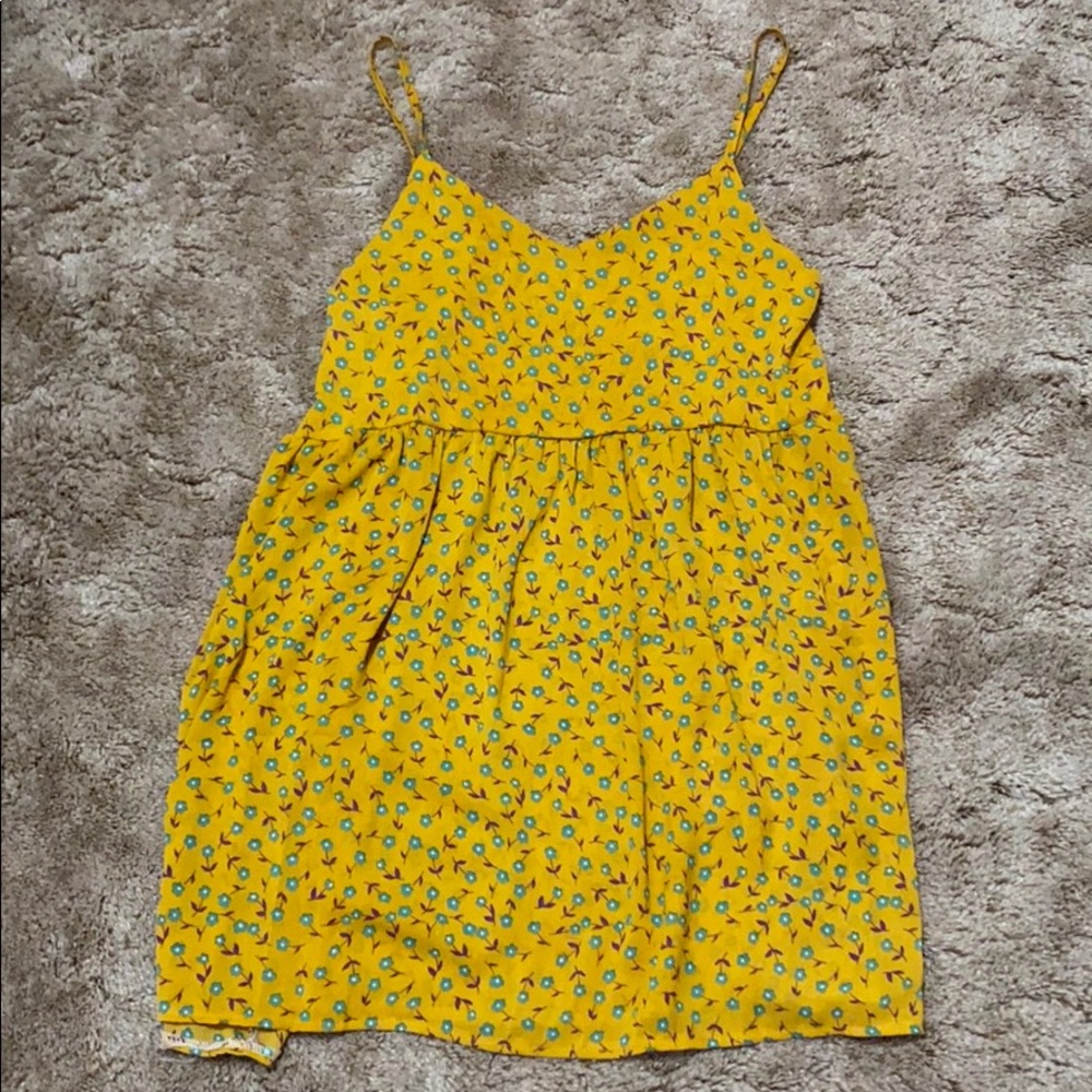 Low back mustard floral dress